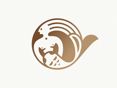 Mermaid and Goldfish abstract art beadge branding fish goldfish illustration line logo mark mermaid symbol ui vector wave