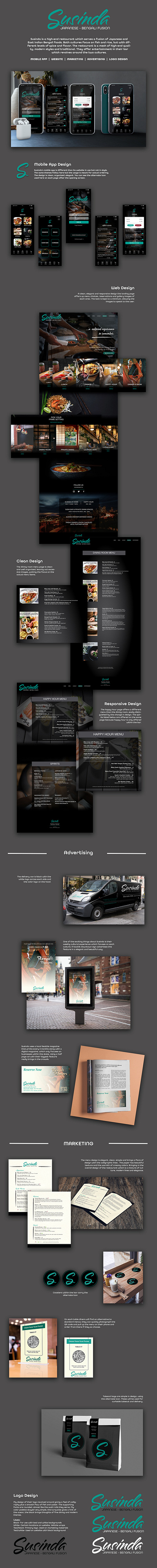 Susinda, a Fusion Restaurant appdesign branding design illustration logodesign marketing menudesign mobileappdesign typography ui ux webdesign website design