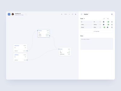 GraphQL Visual Editor UI - Light Mode app application canvas clean code design editor form graph editor graphql layout light minimal minimalism ui uidesign uiux userinterface