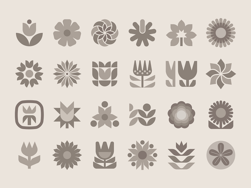 Flower set botanical flower icon flower logo flower symbol flowers garden iconography icons illustration modern nature symbol