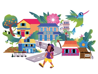 Guyana - Environmental protection character drawing freelance illustration keuj vector