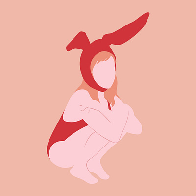 bunny adobe illustrator bunny illustration illustration art illustrator minimalistic vector vector illustration woman illustration women in illustration