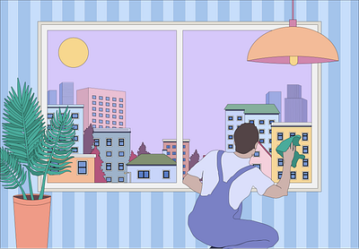 Window Cleaner animation design graphic art graphic design graphic landscape illustration illustrator vector