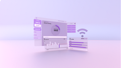 [3D UI] Dashboard - Broadband Pal 3d 3d illustration 3d render 3d ui 3drendering broadband charts dashboard futurism glassmorphism saas