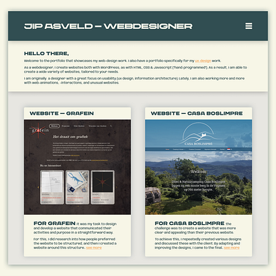 Jip Asveld - Webdesigner design digitaldesign portfolio portfoliodesign portfoliowebsite ui uidesign uistyle webdesign webdesigner website