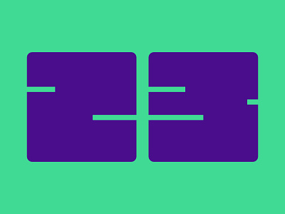 Block #23 block digital green numbers purple type typography