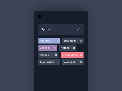 Categories categories daily ui dailyui dailyuichallenge dark mode dark ui design dropdown selection sports ui ux