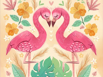 Flamingos in Love art children children book illustration childrens illustration digital digital art digital painting digitalart flamingos illustration love pattern procreate