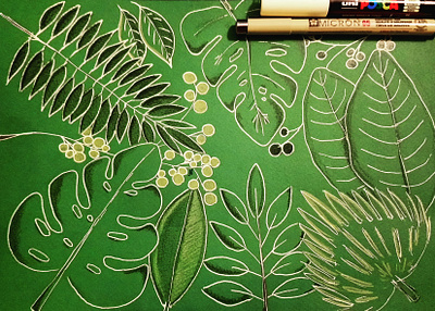 A little green green illustration leaves lines tropical