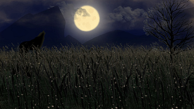 Wolf Night animal animals digital art illustration moon nature night