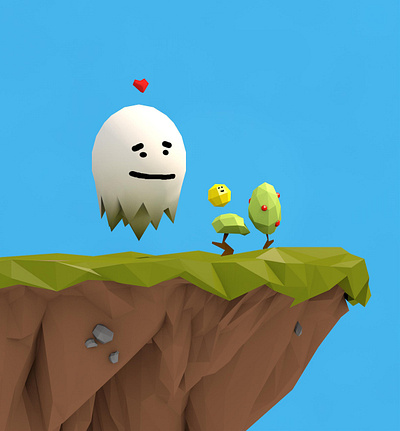 Giant Ghost Valentine 3d c4d characters childrens illustration cinema 4d concept cute cute illustration ghost giant kids illustration love lover low poly self love sun valentine valentines day weekly challenge weekly warm up