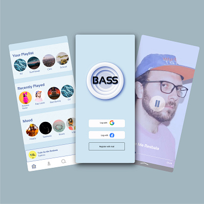 Bass-DailyUI blue dailyui dailyuichallenge design figma figmadesign illustration illustrator minimal musicplayer sabino ui ux