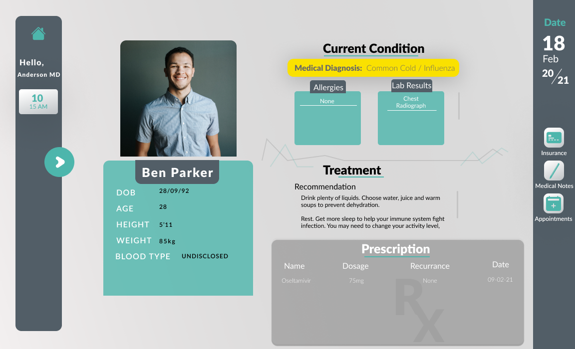 Example of Medical System UI Conceptual