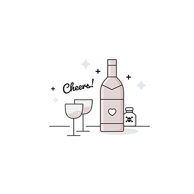 drink up bb ♡ design dribbbleweeklywarmup icon iconography illustration illustrator minimal muted muted colors pastel colors pastels valentine valentinesday vector wine