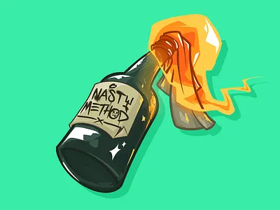 Molotow bottle digital art emak fire flame flamethrower illustration molotow sticker throw