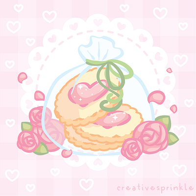 Valentine Sugar Cookies cookies cute art food ipad pastel pink roses sugar sweets vector