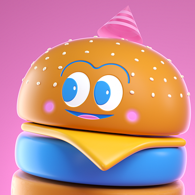 BURGER 3d burger character food illustration octane render vector