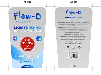 Flow D hand sanitizer Label design label design logo