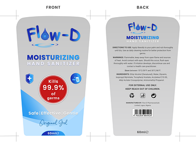 Flow D hand sanitizer Label design label design logo