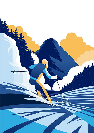 Ski Illustration concept character flat illustration illustration illustrations landscape sketch ski sport vector illustration