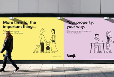 Hoarding for Bunji branding branding design design hoarding illustration layout signage typography