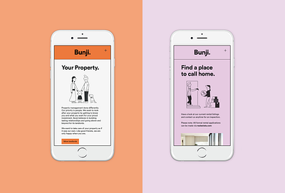Bunji Website Design brand branding drawing illustration logo property typography ui uiux ux vector web design website design