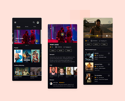 Movie streaming App concept app dark ui design movie movie app productdesign streaming app ui