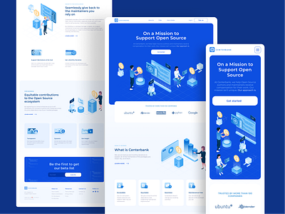 Open source supporter website blue cube illustration isometric landing page open source website