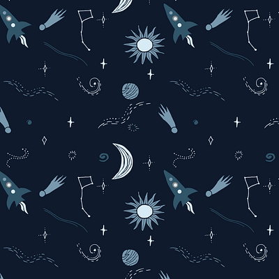 universe themed patterndesign moon pattern patterndesign rocket space stars sun surfacepatterndesign universe