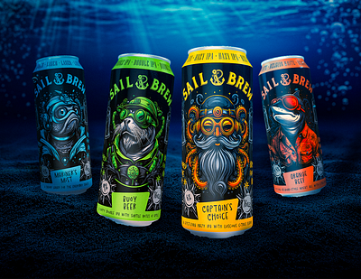 SAIL & BREW adobe branding graphic design illustration logo packaging packaging design visual identity