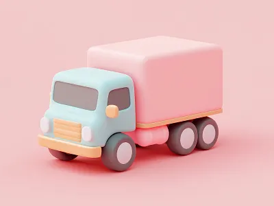 3D Cartoon Model | 3D Cute Delivery Truck 3d 3d art 3d artist 3d design 3d model 3d rendering 3d truck cute cute style cute truck delivery truck dribbble artist gerdoo graphic design pastel pastel color pink soft style truck