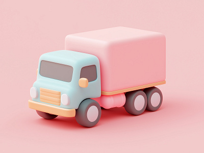 3D Cartoon Model | 3D Cute Delivery Truck 3d 3d art 3d artist 3d design 3d model 3d rendering 3d truck cute cute style cute truck delivery truck dribbble artist gerdoo graphic design pastel pastel color pink soft style truck