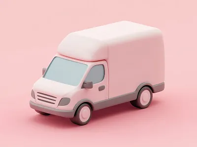 Cartoon 3D Transport Van|3D Delivery-Van in Pastel Design 3d 3d art 3d artist 3d artwork 3d modeling 3d object 3d rendering 3d van 3d vehicle color graphic design model pastel pastel colors pink soft style van vehicle