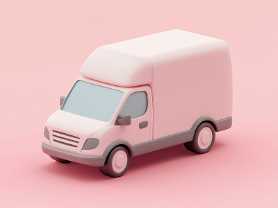 Cartoon 3D Transport Van|3D Delivery-Van in Pastel Design 3d 3d art 3d artist 3d artwork 3d modeling 3d object 3d rendering 3d van 3d vehicle color graphic design model pastel pastel colors pink soft style van vehicle