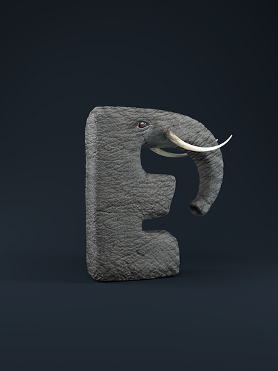 E as Elephant 36dayoftype 3d 3d art 3dart c4dart cinema4d creative design elephant graphic octanerender