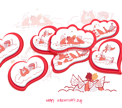 Happy Valentine's Day design drawing happy illustration love sticker valentine valentinesday vector