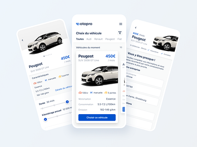 Otopro App app app concept automobile car clean clean ui figma minimal mobile app mobile app design mobile ui swipe tinder ui vehicule