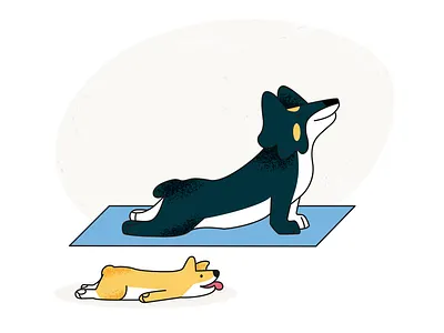 Yoga time 2d colors design dog doodle experience flat form illustration illustrator puppy yoga