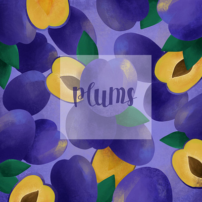 plums food fruit fruits illustration pattern plum plums print procreate