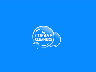 Crease Cleaners blue bubbles clear leafs