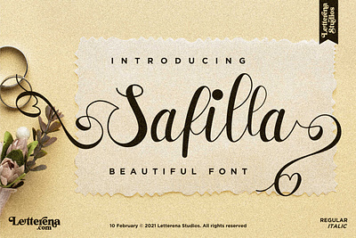 Safilla - Beautiful Script Font branding design font font design fonts icon illustration lettering logo script font typography