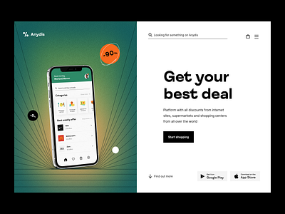 Anydis: discount search platform design home home page homepage landing landing page landingpage ui ui design uiux user interface ux web web design web page web site webdesign webpage website website design