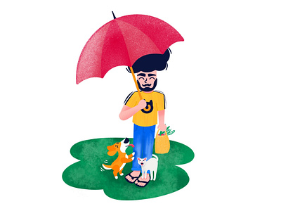 Home coming illustration branding catillustration catlover character characterdesign children book illustration design dog illustration doglover drawing dribbble flat character homecoming illustration illustrator procreate umberlla