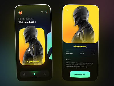 Gamr - Game Store 3d app appdesign clean cyberpunk darkmode darkui game art games games design gamestore gaming modern nightmode store store app videogames