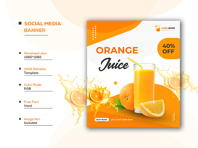 Fresh juice social media promotion post banner template fruit juice shop banner juice background juice banner background juice banner design juice vector orange background design orange vector