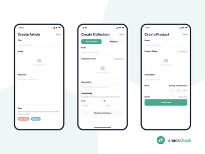 Snackshack - Forms app design creative form form design form field form ui forms ui