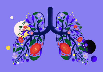 Lungs art design flowers graphic illustration lungs medicine shapes vector