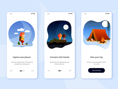 Camping App app concept design figma illustration interface onboarding ui uiux