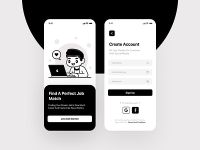 Sign Up UI 2021 trend black white blackandwhite design illustration login page minimal register form signin signup ui uidesign uiux ux