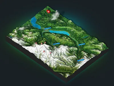 Grindelwald 3 - Photoshop 3d map render 3d 3d map generator alps heightmap map mountains photoshop plugin swiss